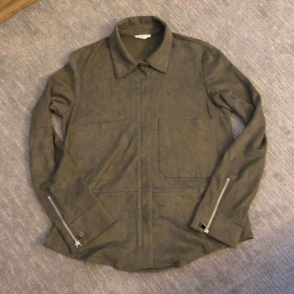 Hunter green suede long sleeve shirt